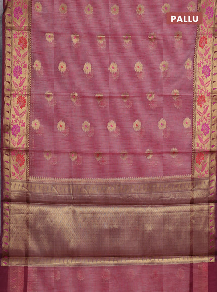 Banarasi semi dupion saree maroon shade and deep wine with zari woven buttas and zari woven border