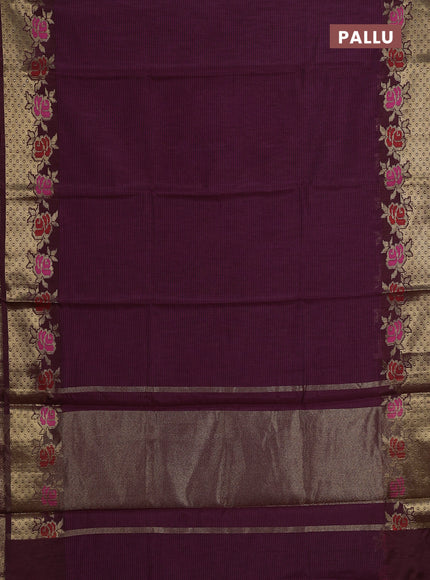 Banarasi semi dupion saree wine and coffee brown with allover weaves pattern and woven border