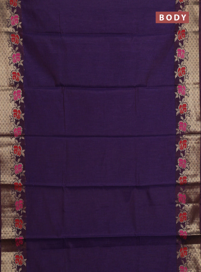 Banarasi semi dupion saree purple and wine shade with allover weaves pattern and woven border