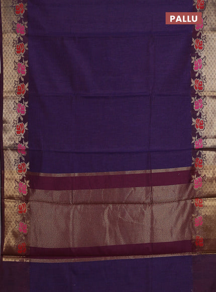 Banarasi semi dupion saree purple and wine shade with allover weaves pattern and woven border