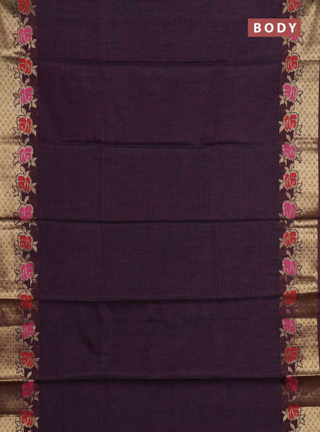 Banarasi semi dupion saree wine and wine shade with allover weaves pattern and woven border