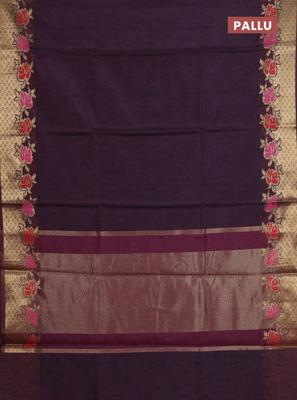 Banarasi semi dupion saree wine and wine shade with allover weaves pattern and woven border