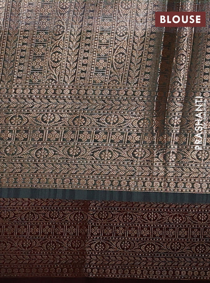 Banarasi semi dupion saree deep maroon with plain body and woven border