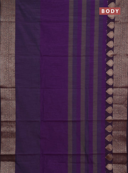 Banarasi semi dupion saree purple with plain body and woven border