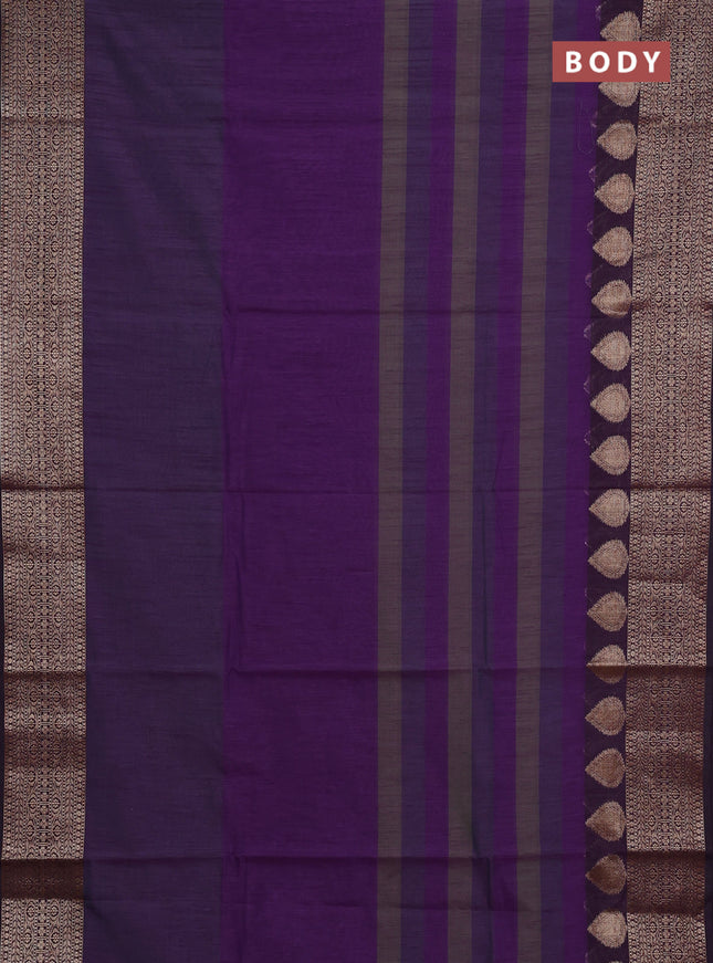 Banarasi semi dupion saree purple with plain body and woven border
