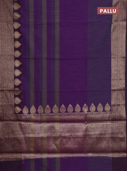 Banarasi semi dupion saree purple with plain body and woven border