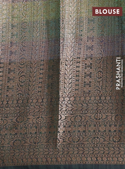 Banarasi semi dupion saree purple with plain body and woven border