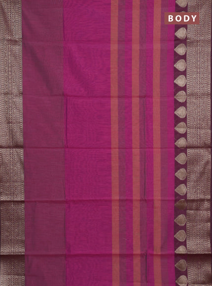 Banarasi semi dupion saree magenta pink with plain body and woven border