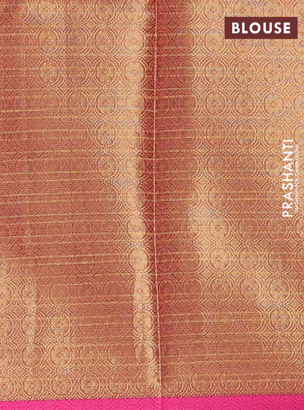 Banarasi semi dupion saree orange and pink with allover thread & zari woven buttas and small thread woven border