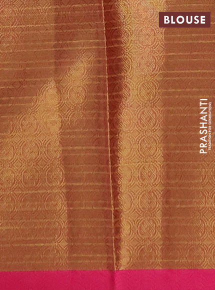 Banarasi semi dupion saree teal green and pink with allover thread & zari woven buttas and small thread woven border