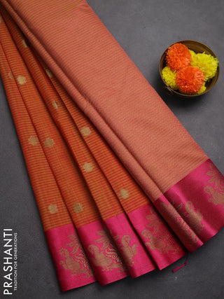 Banarasi semi dupion saree maroon and pink with allover thread & zari woven buttas and woven butta border