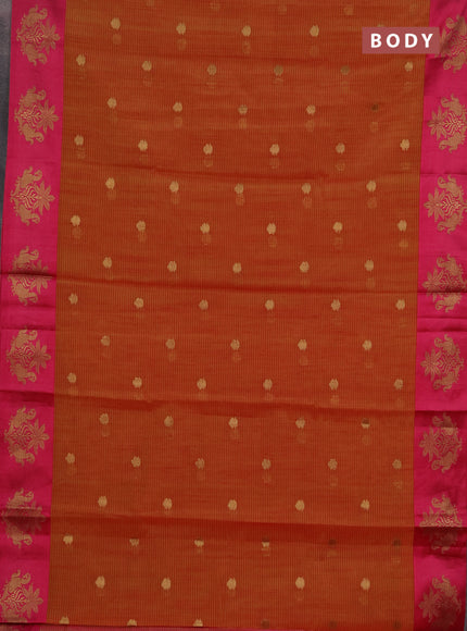 Banarasi semi dupion saree maroon and pink with allover thread & zari woven buttas and woven butta border