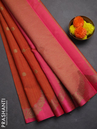 Banarasi semi dupion saree maroon and pink with allover thread & zari woven buttas and woven border