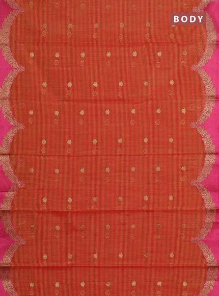 Banarasi semi dupion saree maroon and pink with allover thread & zari woven buttas and woven border