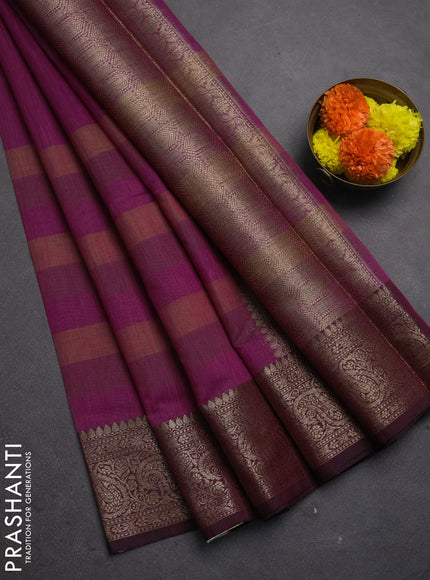 Banarasi semi dupion saree magenta pink with plain body and woven border