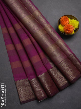 Banarasi semi dupion saree magenta pink with plain body and woven border