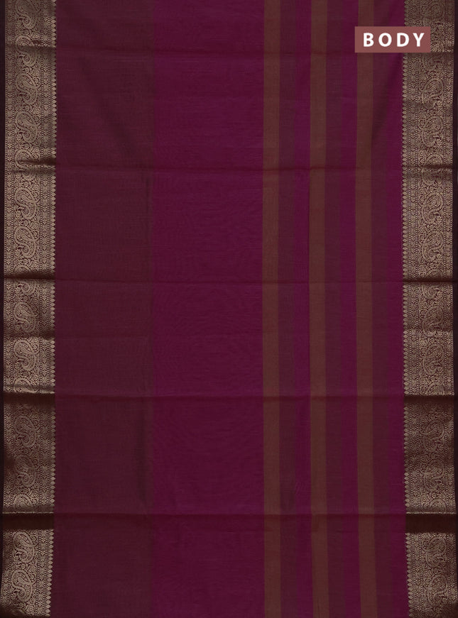 Banarasi semi dupion saree magenta pink with plain body and woven border
