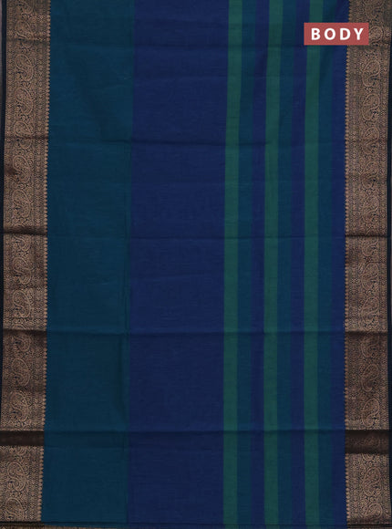 Banarasi semi dupion saree peacock green with plain body and woven border