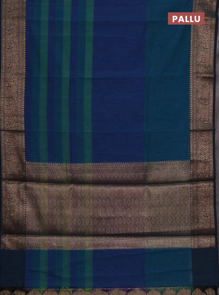 Banarasi semi dupion saree peacock green with plain body and woven border