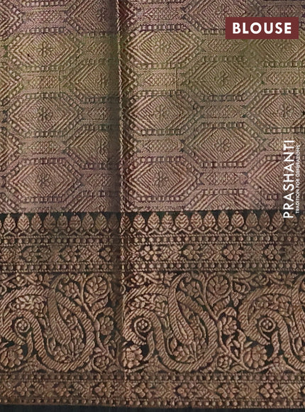 Banarasi semi dupion saree peacock green with plain body and woven border