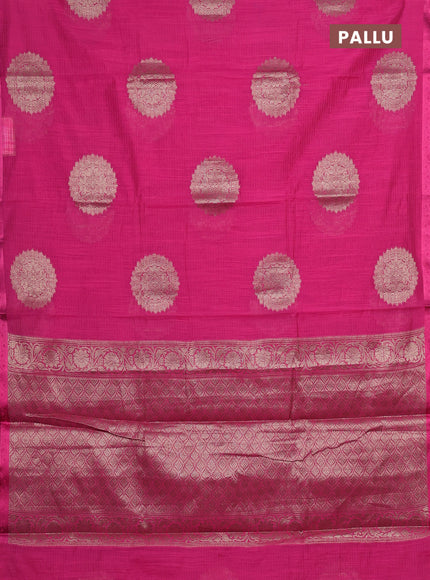 Banarasi semi dupion saree pink  with allover thread & zari woven buttas and small thread woven border
