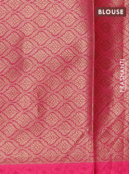 Banarasi semi dupion saree pinkish orange with allover thread & zari woven buttas and small thread woven border