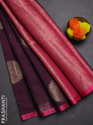 Banarasi semi dupion saree purple and pink with allover thread & zari woven buttas and small thread woven border