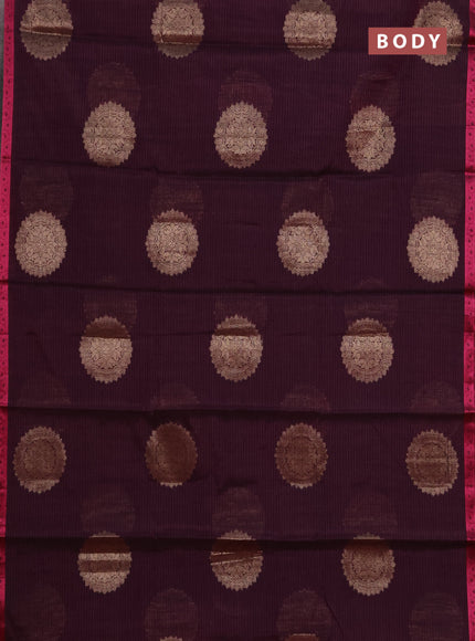 Banarasi semi dupion saree purple and pink with allover thread & zari woven buttas and small thread woven border