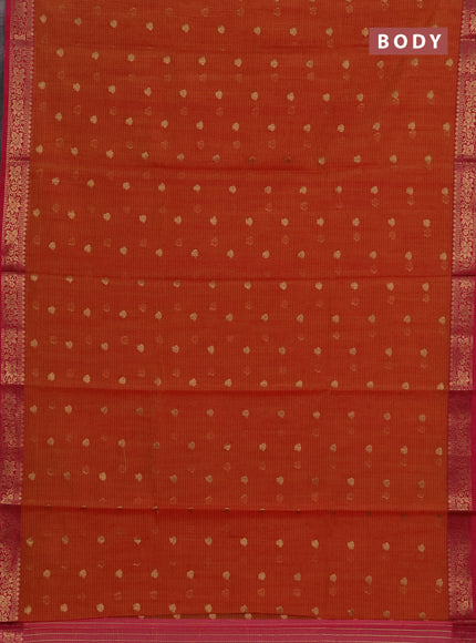 Banarasi semi dupion saree mustard yellow and pink with allover woven buttas and woven border