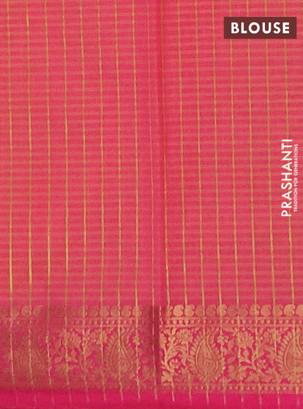 Banarasi semi dupion saree dual shade of pinkish yellow and pink with allover thread & zari woven buttas and woven border