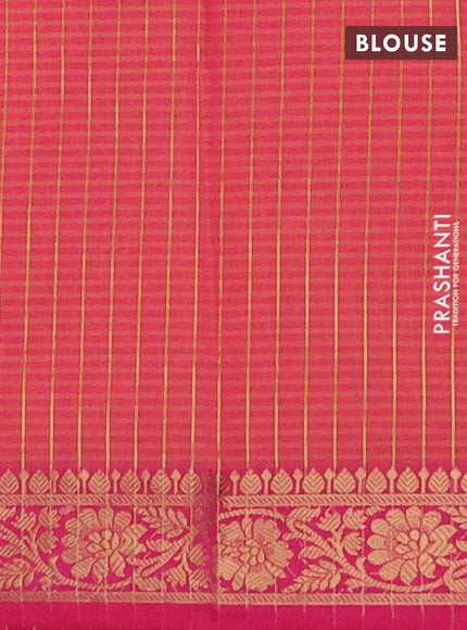 Banarasi semi dupion saree mustard green and pink with allover thread & zari woven buttas and woven border