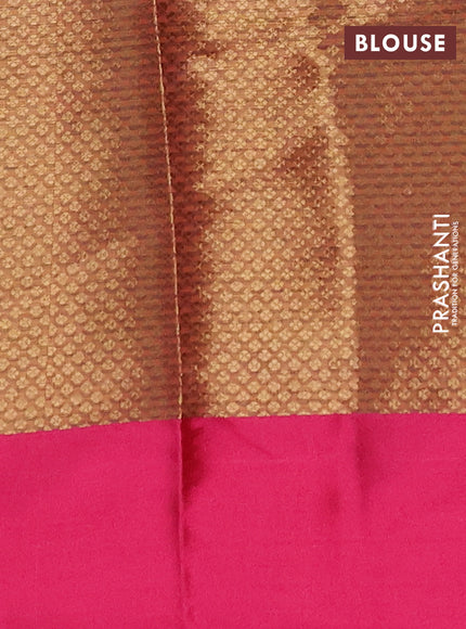 Banarasi semi dupion saree teal green and pink with allover thread & zari woven buttas and woven border