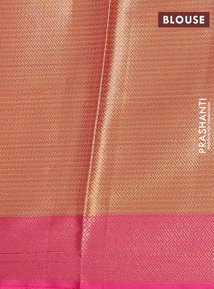 Banarasi semi dupion saree mustard yellow and pink with allover woven buttas and woven border