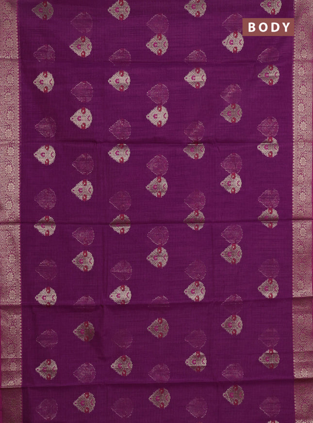 Banarasi semi dupion saree purple and magenta pink with allover woven buttas and woven border