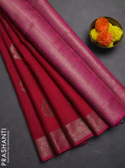 Banarasi semi dupion saree pink with allover woven buttas and woven border
