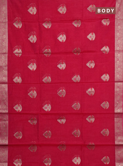 Banarasi semi dupion saree pink with allover woven buttas and woven border