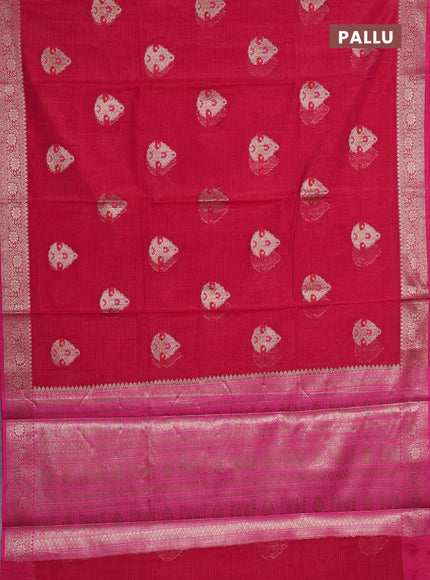 Banarasi semi dupion saree pink with allover woven buttas and woven border