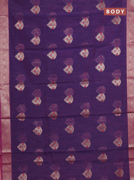 Banarasi semi dupion saree purple shade and magenta pink with allover woven buttas and woven border