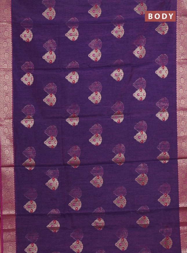 Banarasi semi dupion saree purple shade and magenta pink with allover woven buttas and woven border