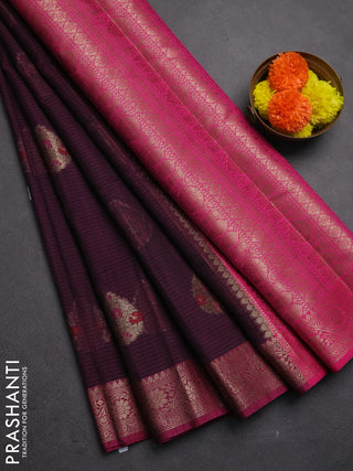 Banarasi semi dupion saree magenta pink with allover woven buttas and woven border
