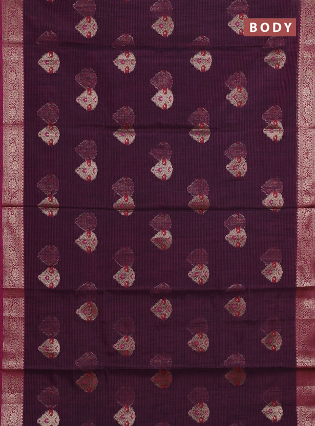 Banarasi semi dupion saree magenta pink with allover woven buttas and woven border