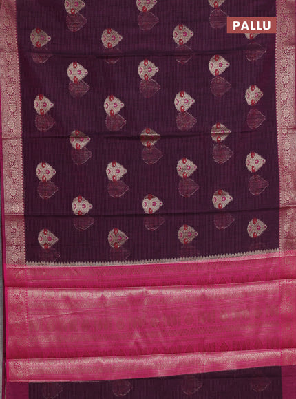 Banarasi semi dupion saree magenta pink with allover woven buttas and woven border