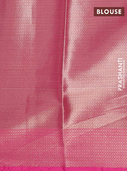 Banarasi semi dupion saree magenta pink with allover woven buttas and woven border