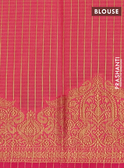 Banarasi semi dupion saree teal green and magenta pink with allover thread & zari woven buttas and woven border