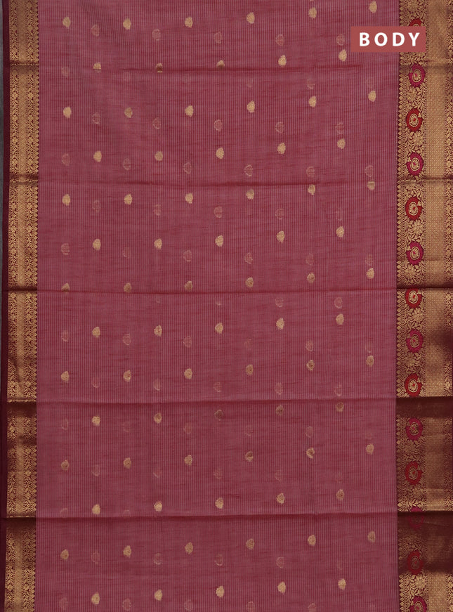 Banarasi semi dupion saree maroon and wine shade with allover woven buttas and woven border