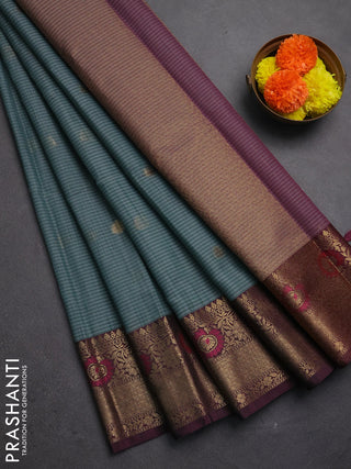 Banarasi semi dupion saree pastel green and wine shade with allover woven buttas and woven border