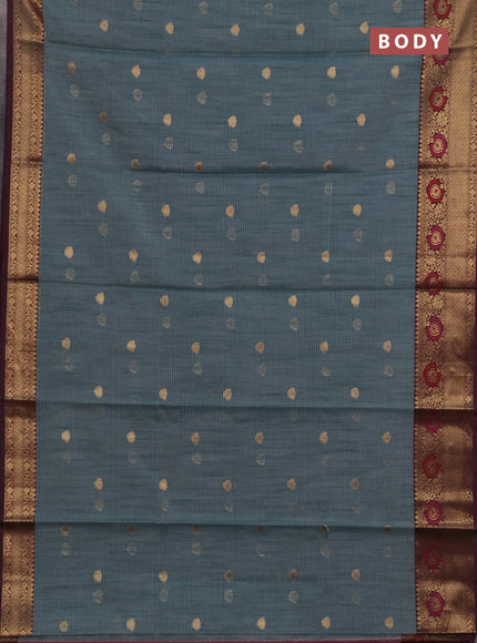 Banarasi semi dupion saree pastel green and wine shade with allover woven buttas and woven border