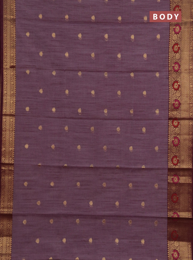 Banarasi semi dupion saree wine shade and wine  with allover woven buttas and woven border