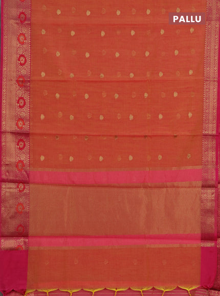 Banarasi semi dupion saree pink shade and pink with allover woven buttas and woven border