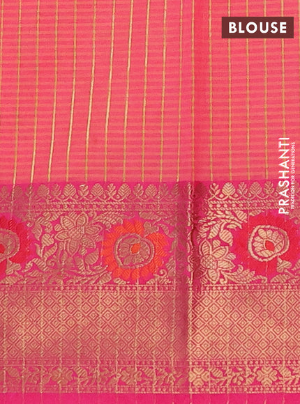 Banarasi semi dupion saree pink shade and pink with allover woven buttas and woven border